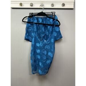 Vintage Inner Most Pajama Lingerie Set Womens Medium Blue Paisley Sheer Feminine